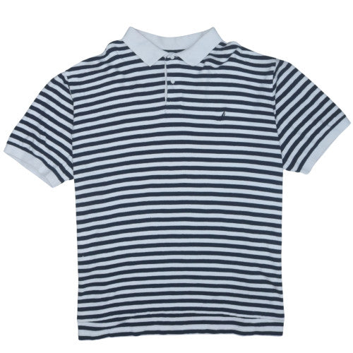 Nautica Men's Blue White Striped 3XLT Cotton Polo Shirt