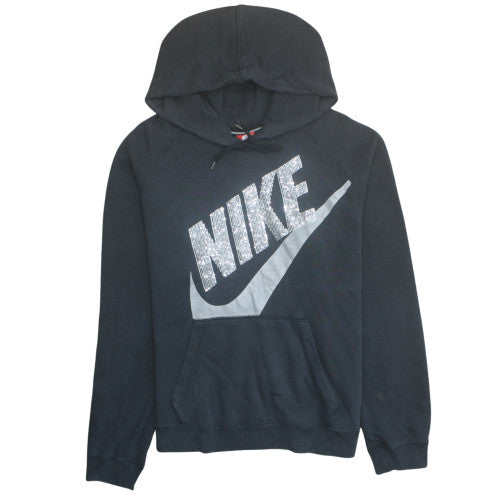 Nike Womens Black XL Pullover Hoodie with Silver Logo
