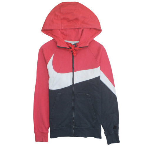 Nike Boys Red & Navy Full Zip Hoodie Small Cotton Blend Sportswear