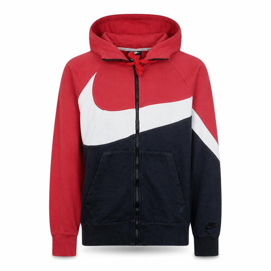 Nike Boys Red & Navy Full Zip Hoodie Small Cotton Blend Sportswear