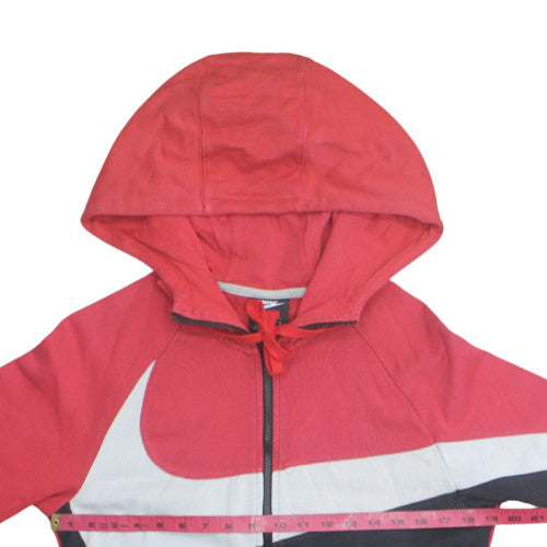 Nike Boys Red & Navy Full Zip Hoodie Small Cotton Blend Sportswear