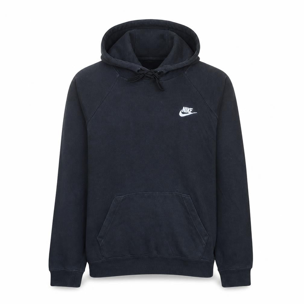 Front view of Nike Men's Black Pullover Hoodie M Fleece Lined Sportswear