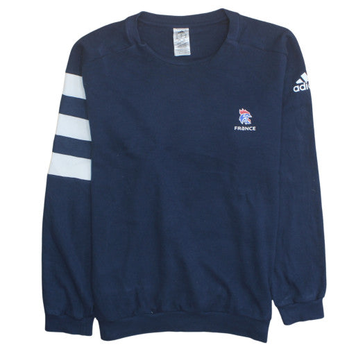 adidas Men’s Blue France Logo Pullover Sweatshirt 2XL