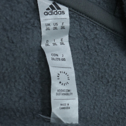 Adidas Mens Grey 2XL Pullover Hoodie Fleece Athletic Sweatshirt