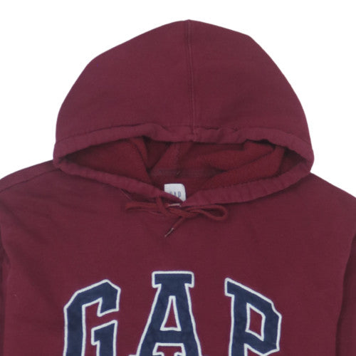 GAP Mens Burgundy Pullover Hoodie XL Cotton Blend Logo Sweatshirt