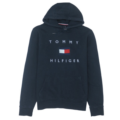Tommy Hilfiger Men's Blue Logo Hoodie Size L Pullover Fleece
