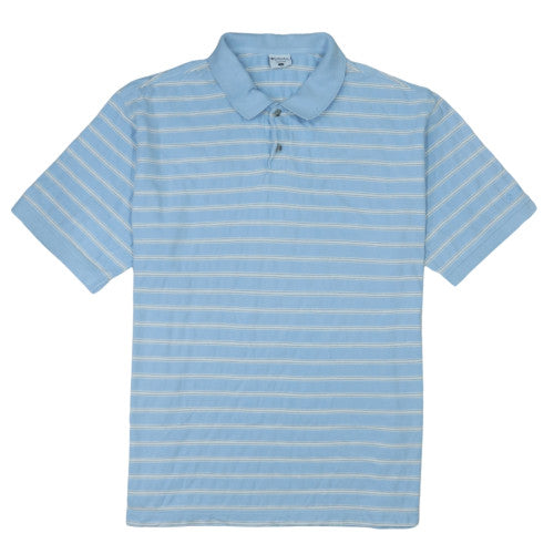 Columbia Men's Blue Striped Cotton Polo Shirt Size L