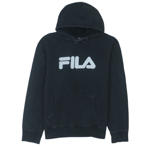 Fila Men Black Pullover Hoodie L Logo Cotton Blend Sweatshirt