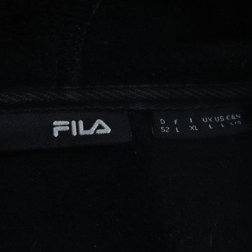 Fila Men Black Pullover Hoodie L Logo Cotton Blend Sweatshirt