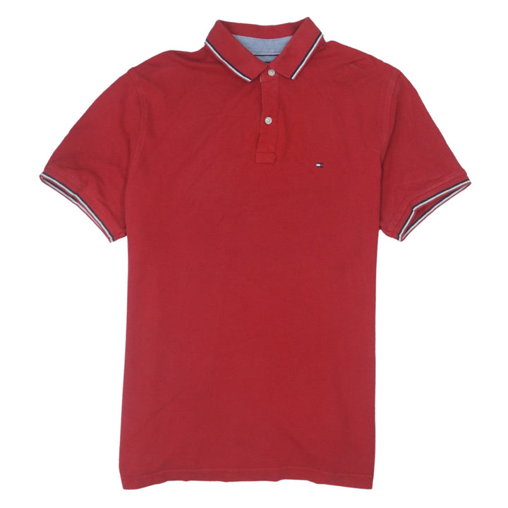 Tommy Hilfiger Men Red Cotton Custom Fit Collared Polo T-Shirt L
