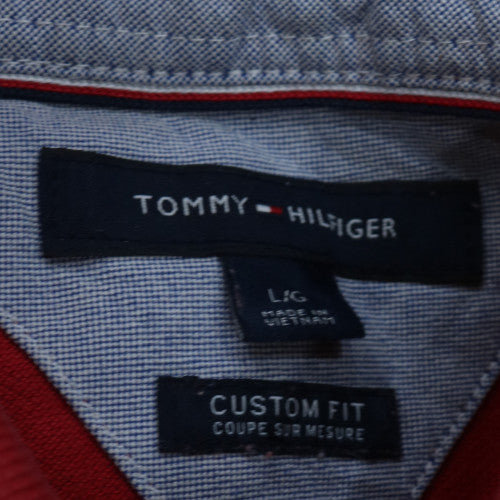 Tommy Hilfiger Men Red Cotton Custom Fit Collared Polo T-Shirt L