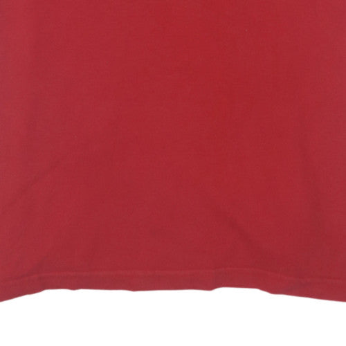 Tommy Hilfiger Men Red Cotton Custom Fit Collared Polo T-Shirt L