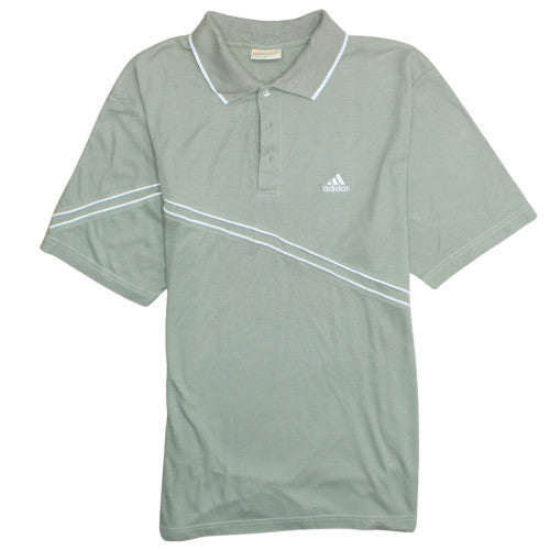 @fashion Mens Green XL Cotton Polo Shirt with Adidas Style Logo