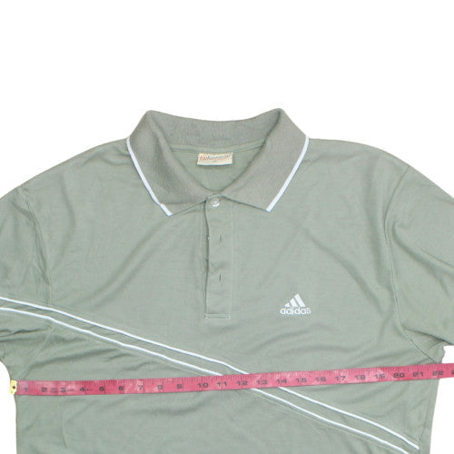 @fashion Mens Green XL Cotton Polo Shirt with Adidas Style Logo