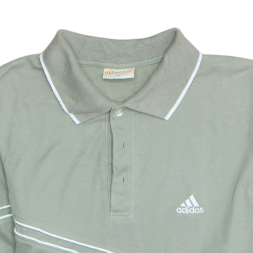 @fashion Mens Green XL Cotton Polo Shirt with Adidas Style Logo