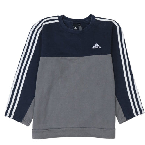 Adidas Womens Grey & Navy Sweatshirt M Crew Neck Logo Pullover
