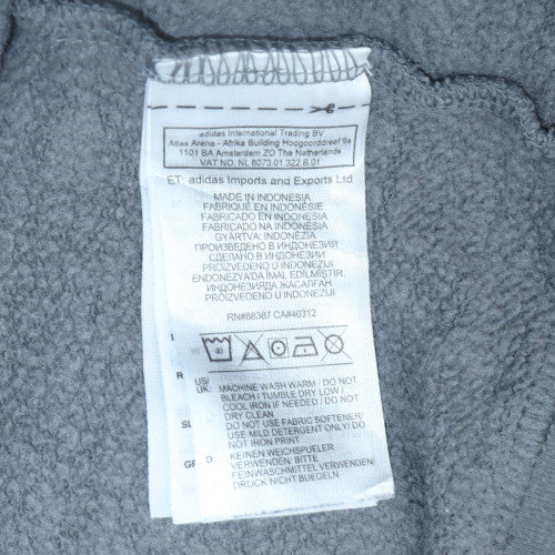 Adidas Womens Grey & Navy Sweatshirt M Crew Neck Logo Pullover