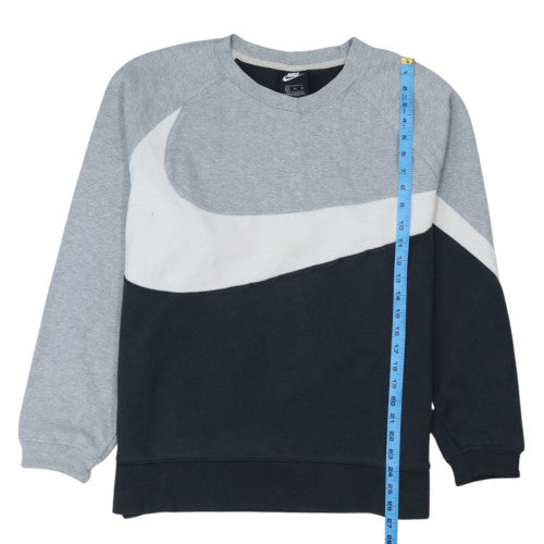 Nike Men's Grey Black XL Pullover Crew Neck Logo Sweatshirt