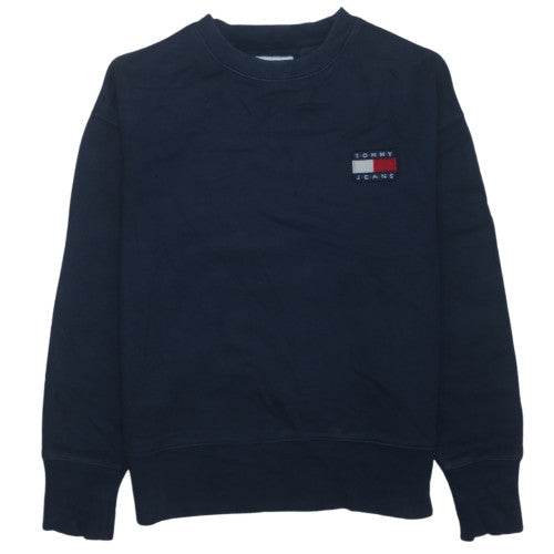 Tommy Jeans Men’s Blue Small Pullover Crew Neck Logo Sweatshirt