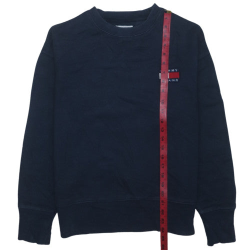 Tommy Jeans Men’s Blue Small Pullover Crew Neck Logo Sweatshirt
