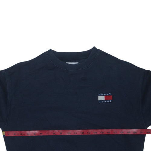 Tommy Jeans Men’s Blue Small Pullover Crew Neck Logo Sweatshirt