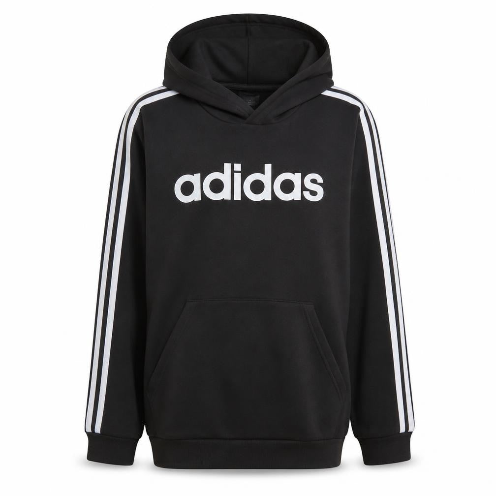 Front view of Adidas Women Black Pullover Hoodie Sweatshirt Long Sleeve, size M
