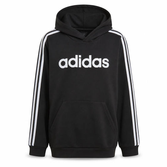 Front view of Adidas Women Black Pullover Hoodie Sweatshirt Long Sleeve, size M