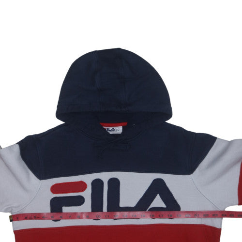 FILA Mens Multicoloured Pullover Hoodie Size L Logo Fleece Sweatshirt