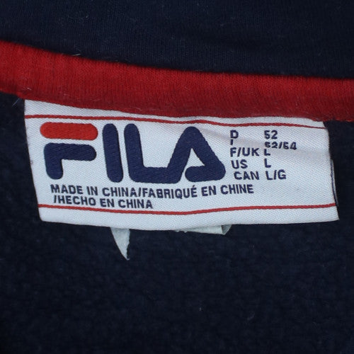 FILA Mens Multicoloured Pullover Hoodie Size L Logo Fleece Sweatshirt