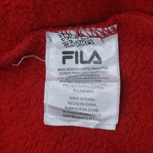 FILA Mens Multicoloured Pullover Hoodie Size L Logo Fleece Sweatshirt