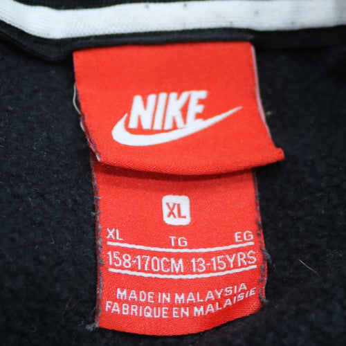 Nike Boys Black XL 13-15 Years 1/2 Zip Hoodie With Logo Print