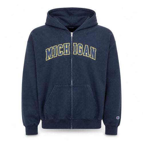 Champion Men's Navy Michigan Full Zip Hoodie XL Fleece
