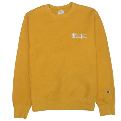 Champion Mens Yellow Crew Neck Sweatshirt M Cotton Blend Pullover