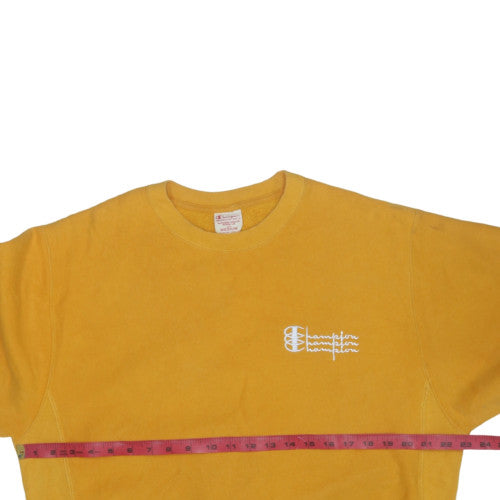 Champion Mens Yellow Crew Neck Sweatshirt M Cotton Blend Pullover