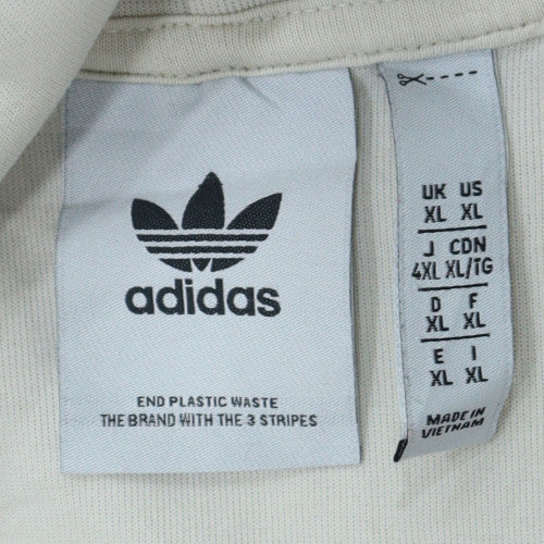 Adidas Men's White XL Pullover Hoodie with Logo and 3 Stripes