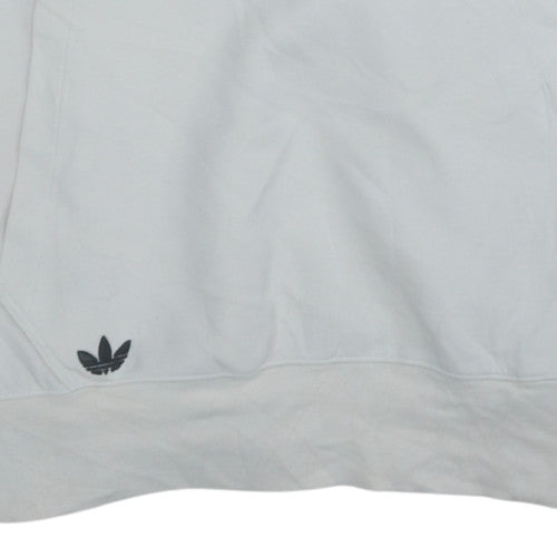 Adidas Men's White XL Pullover Hoodie with Logo and 3 Stripes