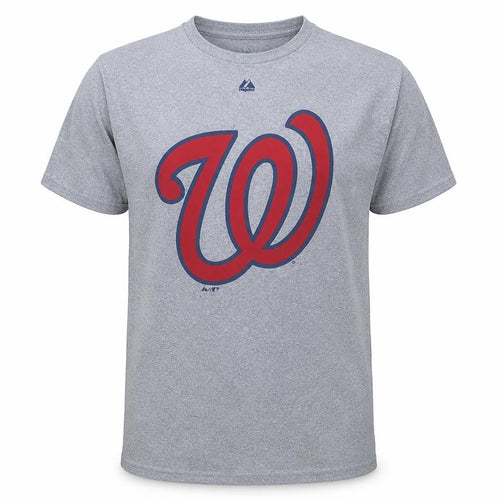 Majestic Men's Grey Washington Nationals Sports Logo T-Shirt Size L