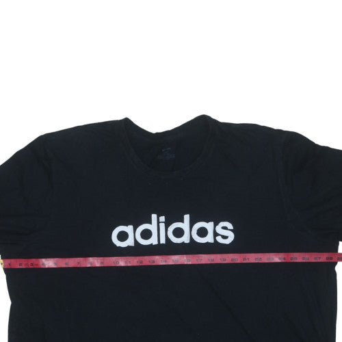 Adidas Men's Black 3XL Sports Logo Crew Neck Cotton T-Shirt