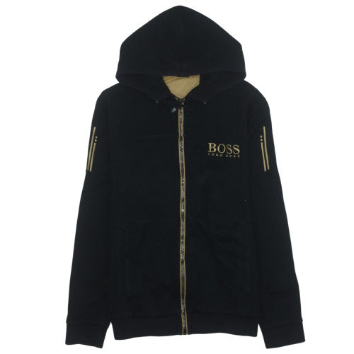 Hugo Boss Men's Black Full Zip Hoodie L Regular Fit Cotton Blend