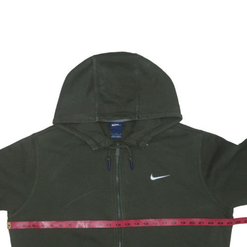 Nike Women Green Full Zip Hoodie L Cotton Blend Logo Casual