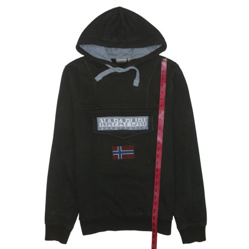 Napapijri Men's Black Pullover Hoodie Medium Fleece Logo