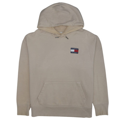 Tommy Jeans Men's Beige Pullover Hoodie M Logo Fleece Sweatshirt