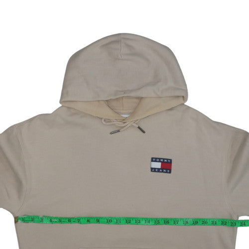 Tommy Jeans Men's Beige Pullover Hoodie M Logo Fleece Sweatshirt
