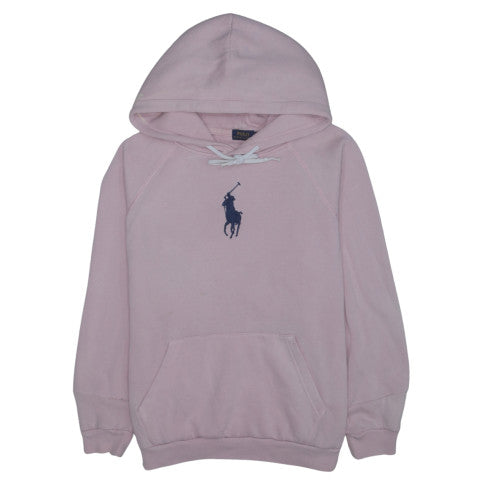 Polo Ralph Lauren Women Pink Pullover Hoodie L Logo Cotton Blend