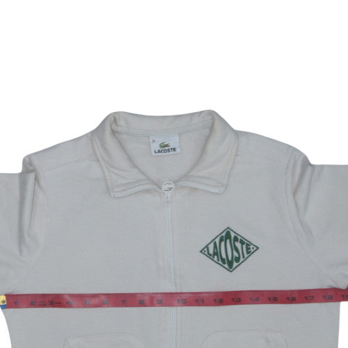 Lacoste Women's Beige Full Zip Sweatshirt Size 10 Logo Detail