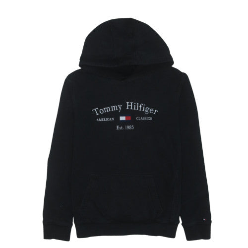 Tommy Hilfiger Boys Black Pullover Hoodie Size 164 Logo Classic Style