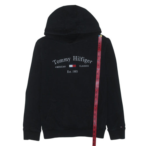 Tommy Hilfiger Boys Black Pullover Hoodie Size 164 Logo Classic Style