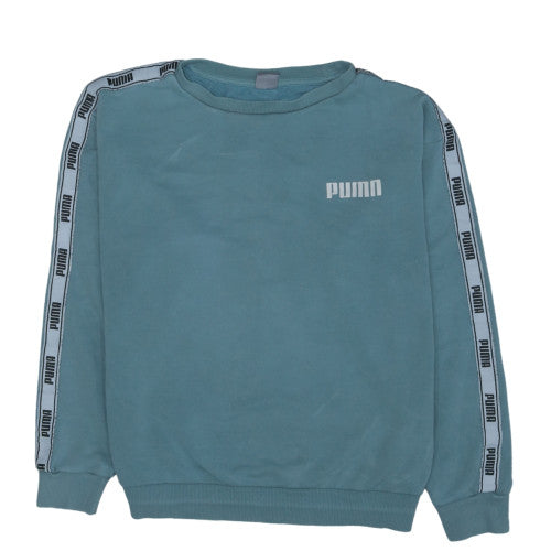 Puma Womens Blue Crew Neck Pullover Sweatshirt M Casual Logo Lined