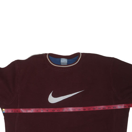 Nike Men’s Brown L Pullover Fleece Sweatshirt Crew Neck Logo Sports Top