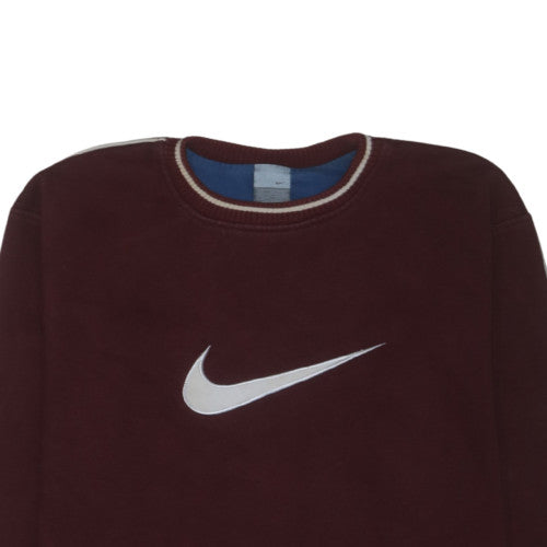 Nike Men’s Brown L Pullover Fleece Sweatshirt Crew Neck Logo Sports Top